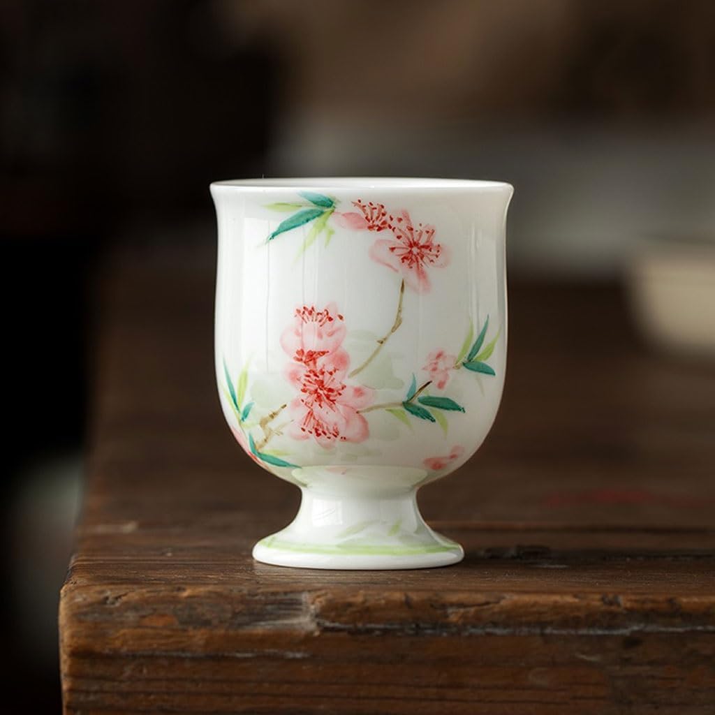 GSOUL Kungfu Tea cup Home Hospitality Cup Hand-painted Peach Blossom Goblet Ceramic Host Personal Tea Set Small Tea Cups
