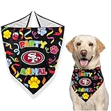 NFL San Francisco 49ers Pet Birthday Bandana, Licensed Dog & Cat Birthday Party Scarf, Football Team Pet Outfit, Puppy Bday Bib Apparel & Party Accessory, Size Large/X-Large