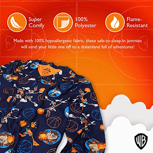 space jam Boys' 2-Piece Button Front Pajama Set, Soft & Cute for Kids3