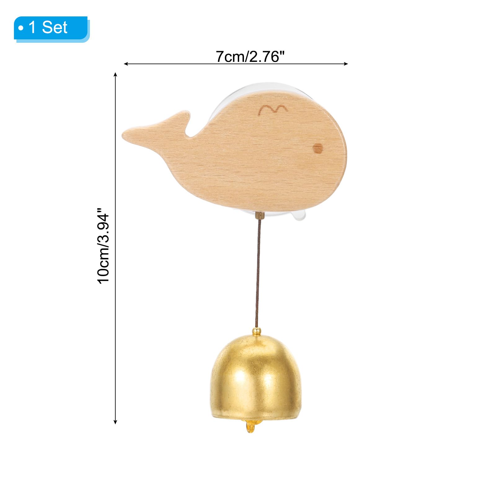 PATIKIL Shopkeepers Bell, Wood Door Chime Hanging Door Bell Jingle Bells Animal Metal Doorbell with Suction Cup for Door Opening Business When Entering Decoration,Whale - Image 2