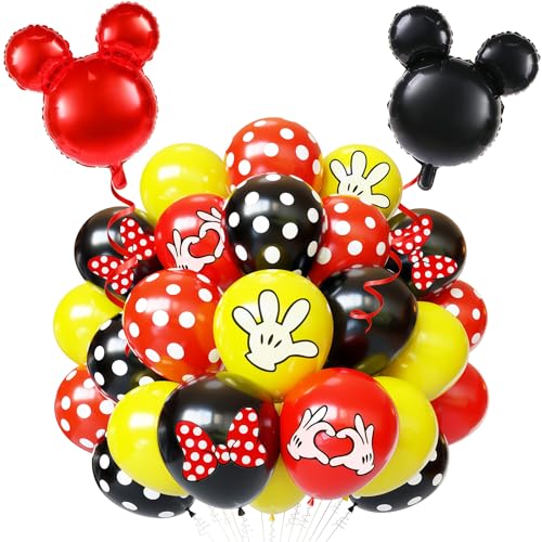 Black Red Yellow Balloon 64Pcs 12 InchCute Print Balloons for Cartoon Themed Birthday Party Decorations Boys Girls Gatherings Party Supplies