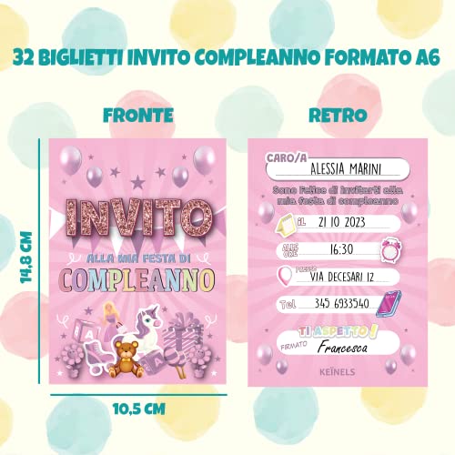 KEÏNELS Inviti Compleanno Bambina Originali - 32