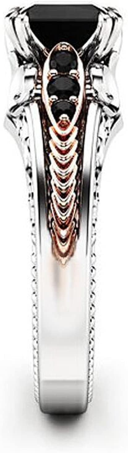 925 Sterling Silver Shiny Full Diamond Black Gemstone Ring Cubic Zirconia Rings CZ Diamond Ring Eternity Engagement Wedding Band Ring for Women (Silver, US Code 6) - Image 4