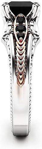 Miniatura 8 de Anillo de plata de ley 925 brillante con diamantes negros con circonita cúbica, anillo de compromiso de eternidad, anillo de boda para mujer