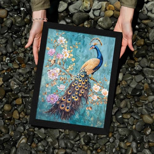 Image of ArtX Paper Peacock Painting For Wall Vastu, Peacock Wall Decor, Bedroom, Multicolor, Abstract, 13.0 X 10.0 Inch, Set of 1