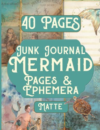 Mermaid Junk Journal Pages and Ephemera: Kit In Matte Finish Includes 40 Unique Papers For Scrapbooking and Collage image 2