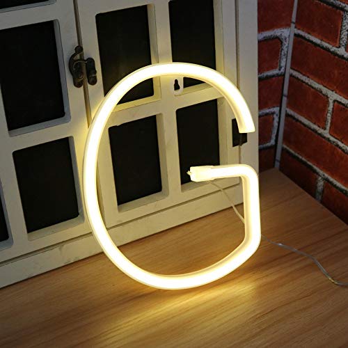 Image of LED Letter Lighting Up Words Alphabet Sign Battery /USB Powered Marquee Neon Lamp Party Accessories Wall Hanging Decor for Birthday Wedding Bar Bedroom (G)