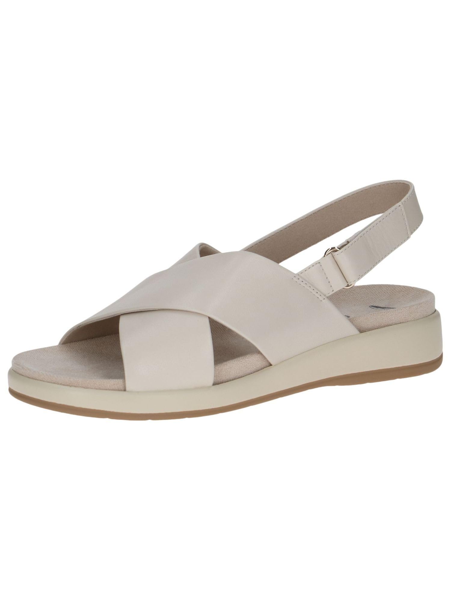 CAPRICE Women Sandals Flat Leather with Hook-and-Loop Closure, Cream (Cream Perlato), 6.5 UK