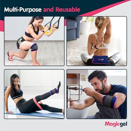 2 x Ice Packs for Sports Injuries with Adjustable Wrap-Around Strap | Flexible Ice Pack Set for Muscle Pain, Sciatica Relief and More | Reusable Cold Compress Kit with Hot and Cold Packs (Magic Gel)