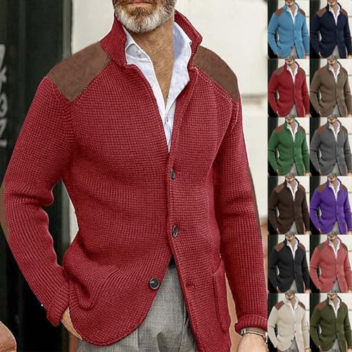 Mens Long Sleeve Cardigan Sweaters Casual Open Front Button Down Cable Knitted Chunky Warm Sweater with Pockets3