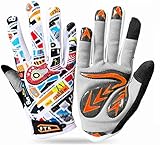 FINGER TEN Fahrradhandschuhe Kinder MTB Fahrrad Handschuhe Freizeit Vollfigner Sport Radhandschuhe mit Gel rutschfest Wert 1 Paar Gelb S, Radsport Skatehandschuhe für Sommer Jungen Mädchen 2-11 Jahre