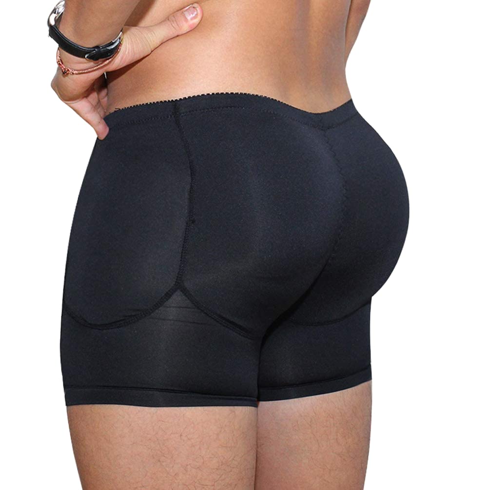 BJYXMen 4pcs Pads Enhancers Fake Ass Butt Lifter Shapers Control Panties Padded Underwear Shape your perfect Sexy hips,Black,L