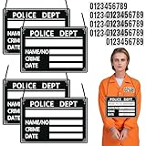 codree 4 Set Halloween Gefangenenkostüm Namensschilder Gefängnisinsassen Namensschild Sträfling Namensschilder Schild Requisite für Halloween Rollenspiel Cosplay Party Supplies