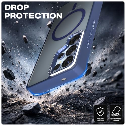 Image of Pikkme Back Cover for Samsung Galaxy S25 Ultra 5G | Shockproof | Mag-Safe Compatible | Hard Transparent Back | Premium Raised Camera Protection | Bumper Case (Blue Mag-Safe)