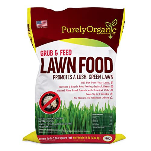 10-0-2 Purely Organic Products Grub & Feed Lawn Food, Covers 3000 Sq Ft