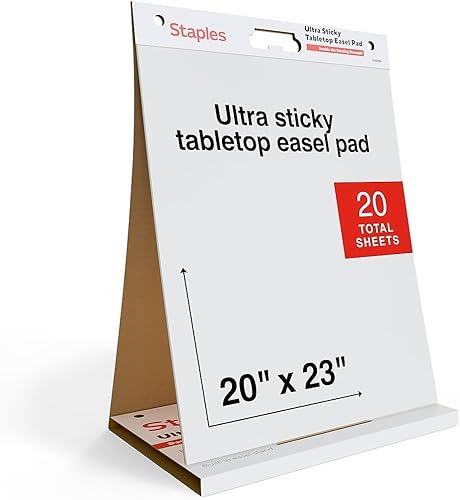 STAPLES Ultra Sticky Tabletop Easel Pad, 20" x 23", 20 SheetsPad (ST62836)