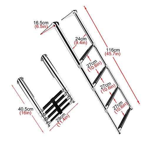 Escalera plegable de 4 pasos de acero inoxidable para piscina miniatura 6