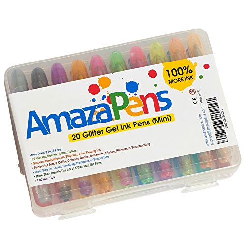 Gel pens for kids - mini 20 glitter colored gel pens with maxi in…