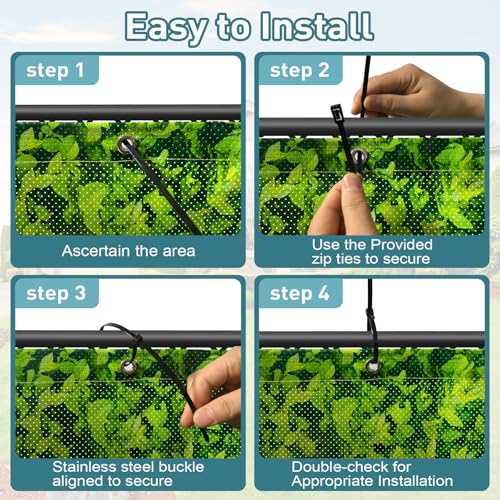 Image of Shade&Beyond Customized 3FT X 10FT Privacy Fence Screen 450 GSM PVC Printed Privacy Fence with Zip Ties for Courtyards, Pools, Balconies-Green Leaves