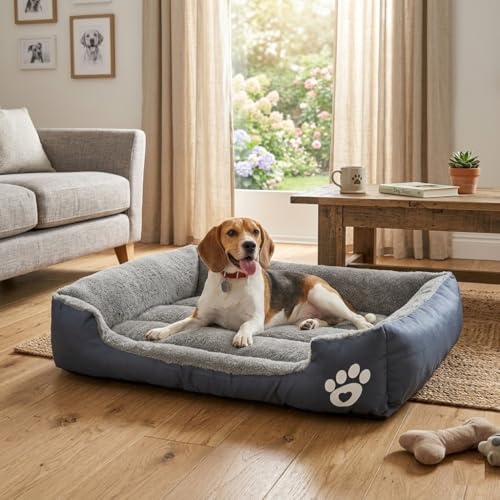 SuperGift.com Soft & Fluffy Pet Bed - Anti-Anxiety Washable Bed for Dogs and Cats - Non-Slip Base - Dog & Cat Bed - Warm and Cosy - Grey (Medium) - Image 6