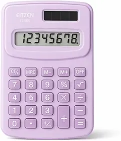 Calculadora Eletrônica 8 Dígitos Energia Solar para Escola Escritório Contabilidade Teclas Suaves Visor Grande (Roxo)