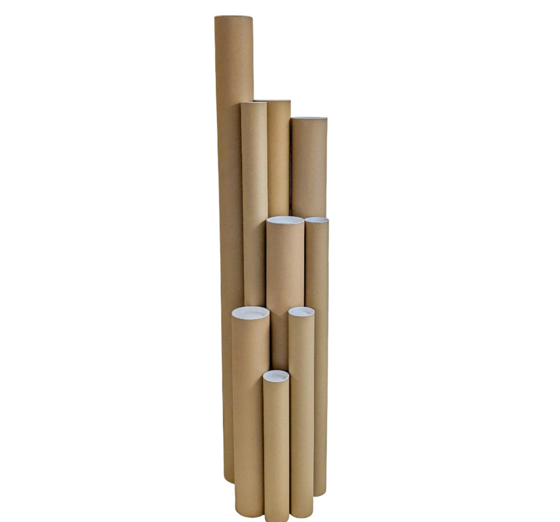 Packaging Now Brown 100 X A3/A4 330Mm X 50Mm 1.5Mm Premium Cardboard Postal Tubes With End Caps For Mailing & Storage - Ideal For Posters, Maps, Blueprints, Artwork & Large Documents