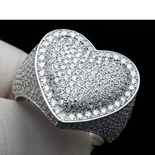 Silverdia Round Cut Diamond Unique 3D Heart Shape Pave Engagement Rings For Women's 14K Yellow Gold Finish Fine 925 Sterling Silver Handmade Customized Matching Nice Promise Ring Adorable Gift For All #TOP1