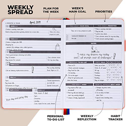 Clever Fox Planner – Undated Weekly & Monthly Planner To Increase Productivity, Time Management And Hit Your Goals – Organizer, Gratitude Journal – Start Anytime, A5, Lasts 1 Year, Purple (Weekly) #TOP2