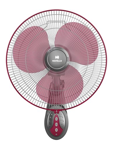 Image of Havells Platina 400Mm 4 Star Energy Saving With Remote Control Bldc Wall Fan (Grey Wine, Pack Of 1)