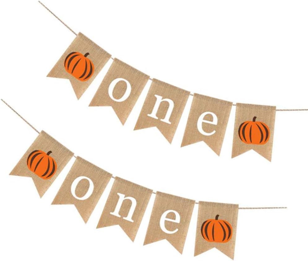 Amosfun 2PCS one pumpkin birthday banner Thanksgiving Day Banner First Pumpkin Birthday Banner Garland for Halloween Thanksgiving Day Party Supplies - Image 3