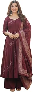 ANNI Designer Women's Viscose Blend Umbrella Style Printed Kurta Palazzo with Dupatta | Elegant Kurta Set for Women | Styl... Price In India