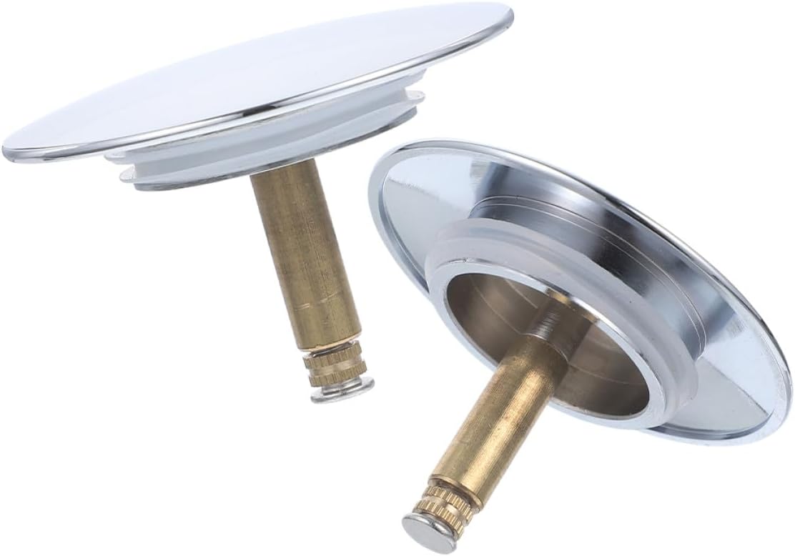 Lurrose Brass Bathtub Drain Stopper and Hole Cover Set 2pcs Tub Drain Replacement with Rotatable Seal Cap Anti-Clogging Plug for Bathroom Bathtub and Accessories