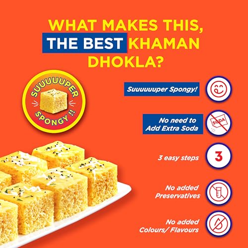 Image of Gits Instant Khaman Dhokla Snack Mix, Makes 120 Khaman Dhoklas, Pure Veg, Indian Snack Mix, 1Kg