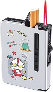 2023 Isqueiro butano com cigarreira à prova de vento Isqueiro inflável USB Recarregável Isqueiro à prova d'água à prova de umidade Presente masculino (Gás não incluído) (Color : F, Size : Inflatable