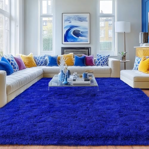 Rugs for Living Room 5x7, Soft Shaggy Modern Shag Area Rug for Bedroom, Upgrade Non-Slip Plush Fluffy Carpet for Kids Boys Girls Room Home Decor Aesthetic, Royal Blue