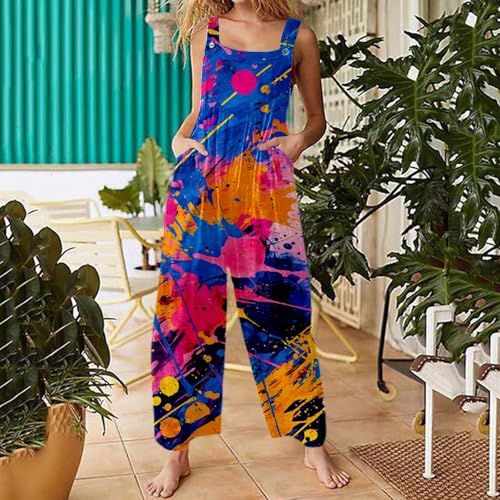 Combinaison imprimée décontractée ample style utilitaire femme à poches - 3