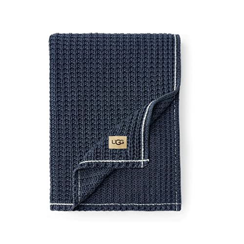 Ugg - Luna Throw Blanket - Soft Washed Cotton Throw Blanket - 50" X 70" - Warm Accent Blanket For Couch Or Bed - Cozy Home Décor - Navy #TOP3