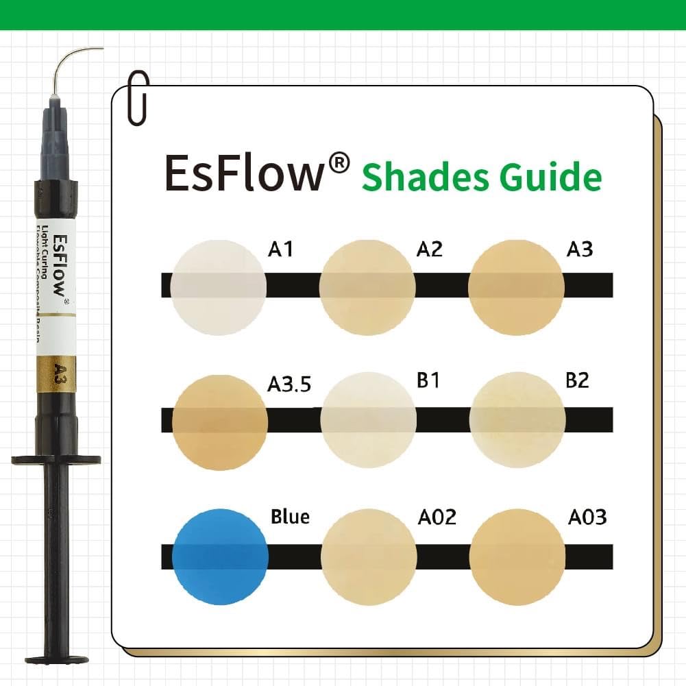 EsFlow 2 x 2 g Compuesto de curado ligero fluido dental SPIDENT sombra A2 B1