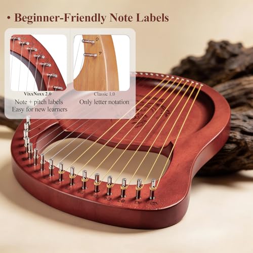 image for VixxNoxx Lyre Harp, 16-String Mahogany Lyra Harp Kit, Stringed Musical