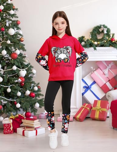 Image of Gaupafmb Girls Clothes Cool Girl Print Tie Dye Hoodie Pullover Sweatshirt Leggings 2PC Outfits