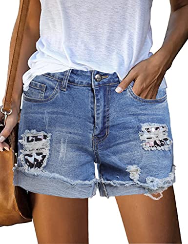 Goldpkf Jean Shorts For Women Stretchy Jean Shorts Plus Size Women Elastic Waist Jeans Baggy Jeans For Women High Waisted Womens Leopard Medium #TOP7