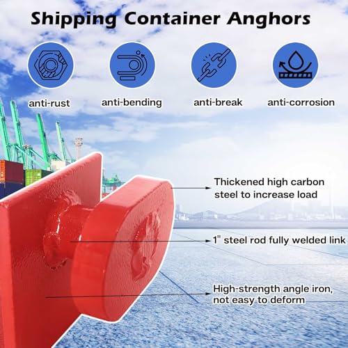 Image of 4 Pack Shipping Container Anchors Powder Coated Tie Downs Heavy Angle Iron Side Twist Lock Accessories for Anchoring to Rock Floor or Cement