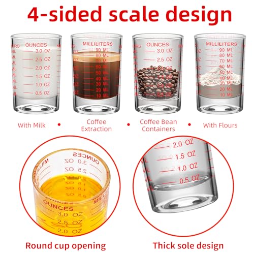 Vaso medidor de vidrio 3 oz con escala roja miniatura 4