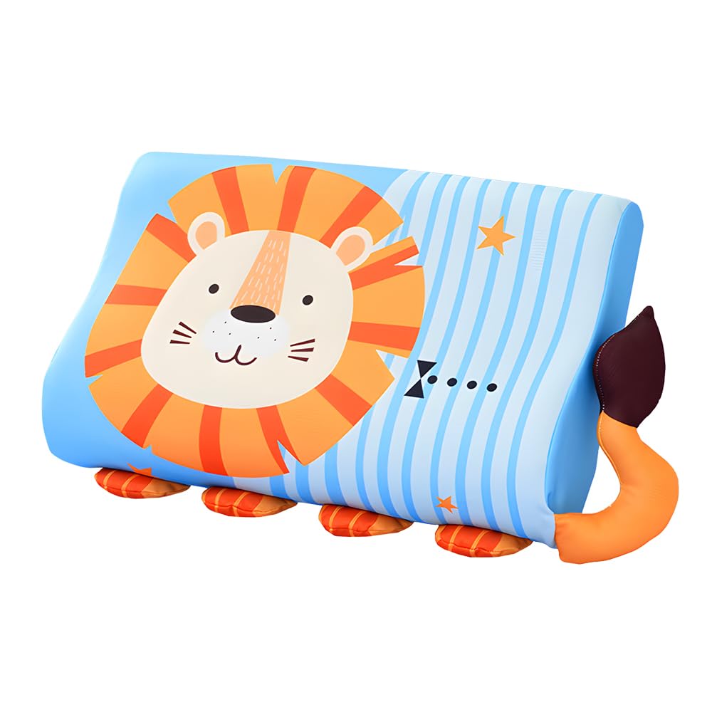 Hojalis Cute Lion Design Children's Pillow, Ergonomic Memory Foam Kids Pillow with Pillowcase, Head & Neck Support Pillow for Kids, Perfect for Home, Travel & Preschool Naps, 46x26x6 cm (Lion)