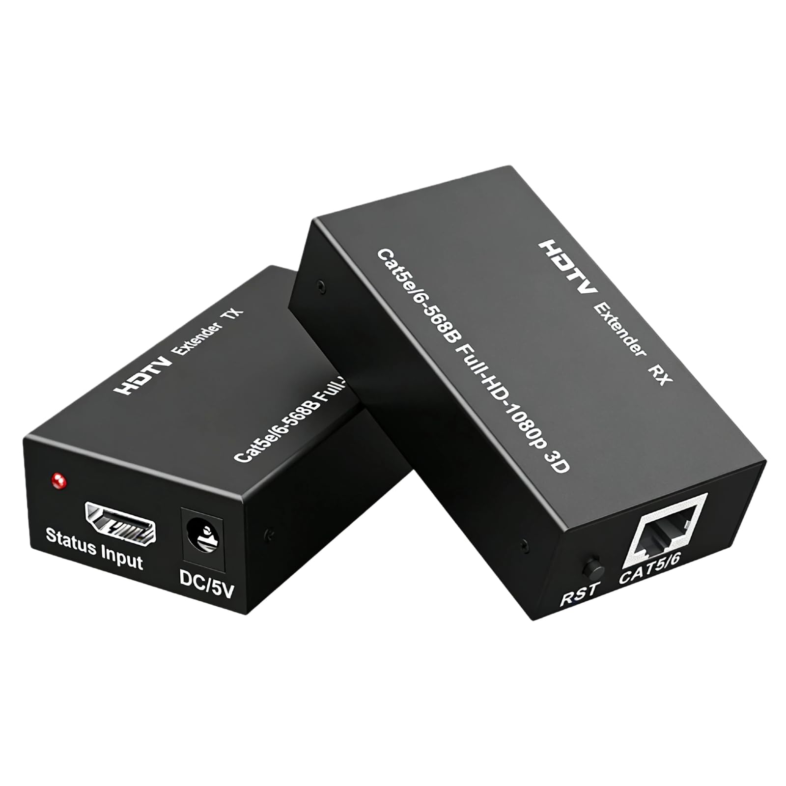 HDMI Extender Over Cat5e/Cat6 Cable, 1080p 60Hz 3D, Up to 196ft, with EDID and POC Function, Transmitter and Receiver-image-38