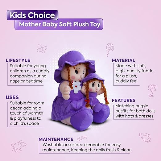 Image of SARO Cow Tremp Plush Soft Toy Cute Kids Animal Home Decor Boys /Girls (Pack of 1)(30 Cm) | (Mother Doll Purple)