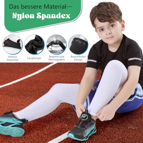 Newbyinn Kinder Beinärmel 2 Paare, Lange Kompressions-Beinärmel für Jungen Mädchen Basketball Fußball