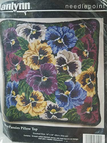 Janlynn Pansies Pillow Top Needlepoint Kit 06-10