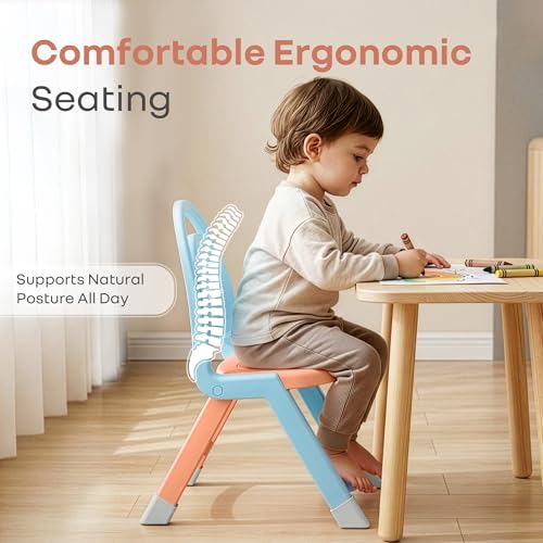 Image of R for Rabbit Jelly Bean Zippy Kids Folding Chair for 1-8 Years | Ergonomic Back Support | Lightweight & Portable | Stable Triangular Design | Indoor Outdoor Study Play Chair, Upto 40 kg (Blue Peach)