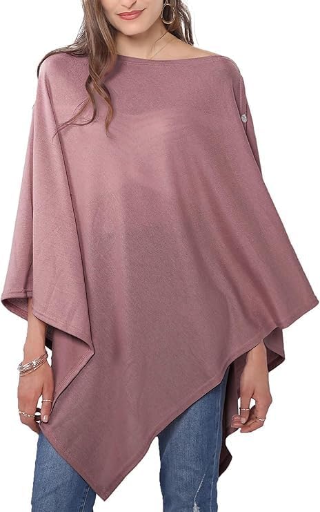 DiaryLook Ladies Button Cashmere Feel Multiway Poncho Shawl Scarf Wrap for Women